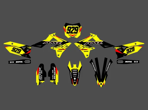 suzuki 450 rmz (2018 2024) kit gráfico amarelo corrida