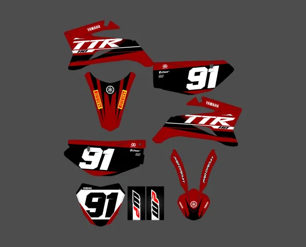Czerwony zestaw graficzny Yamaha 110 TTR Race