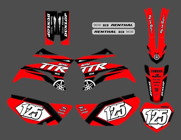Czerwony zestaw graficzny Yamaha 125 TTR Race