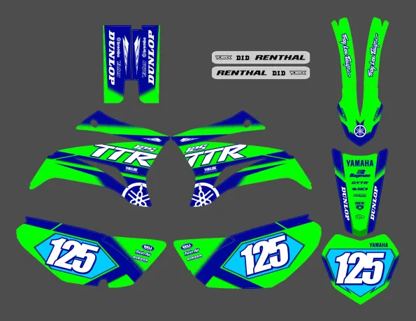 Zielony zestaw graficzny Yamaha 125 TTR Race