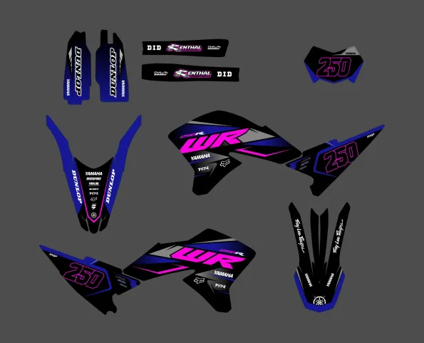 yamaha wr250x graphic kit – race pink / blue