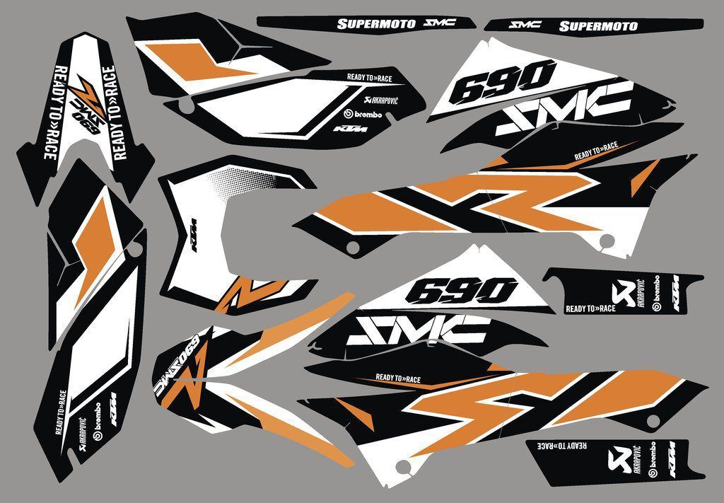 Kit DÉco Ktm 690 Smcr 2012 Orange White