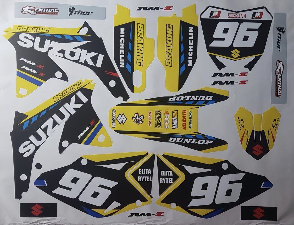 Kit DÉco Suzuki Rmz 450 2008 2012 Yellow Blue