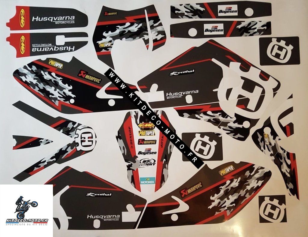 Kit DÉco Husqvarna Wr : Te : Sm : Cr : Tc 2000 2005 Camo Grey