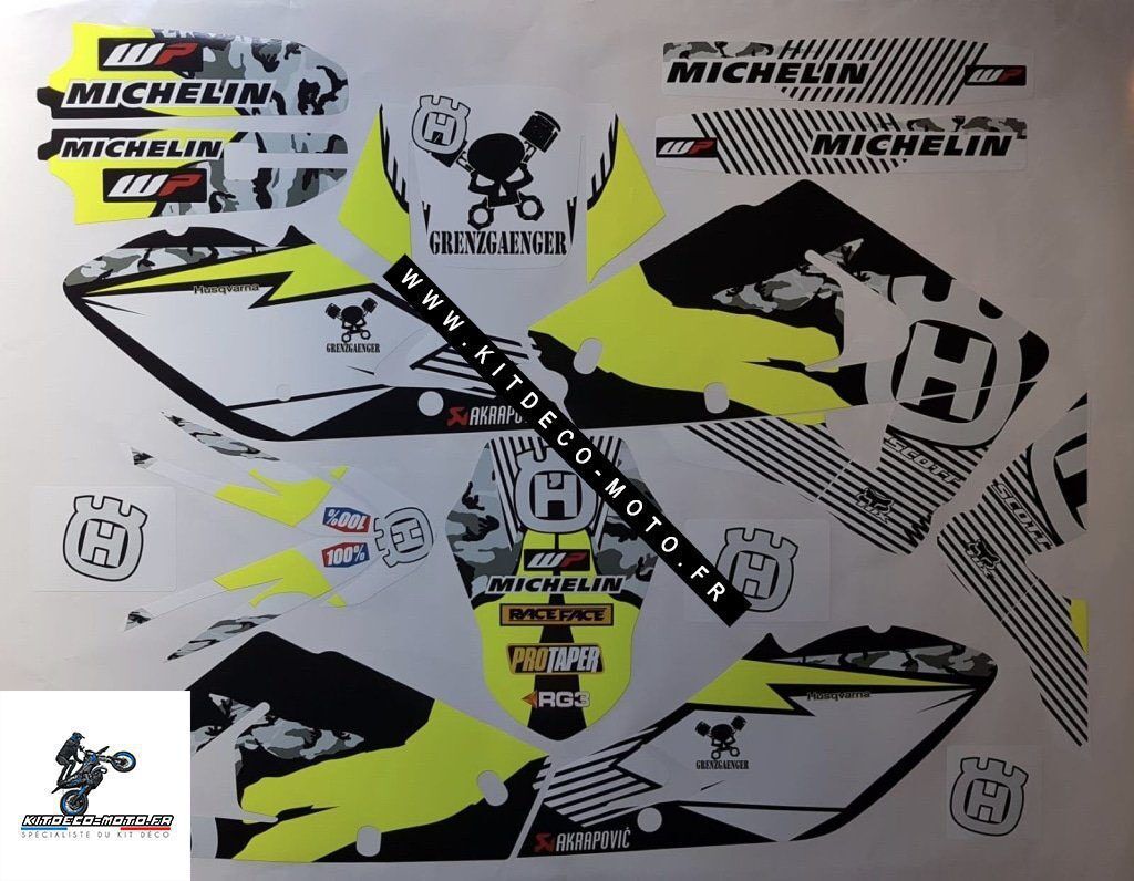 Kit DÉco Husqvarna Wr : Te : Sm : Cr : Tc 2000 2005 Grey (non Fluo, Fluo En Option)