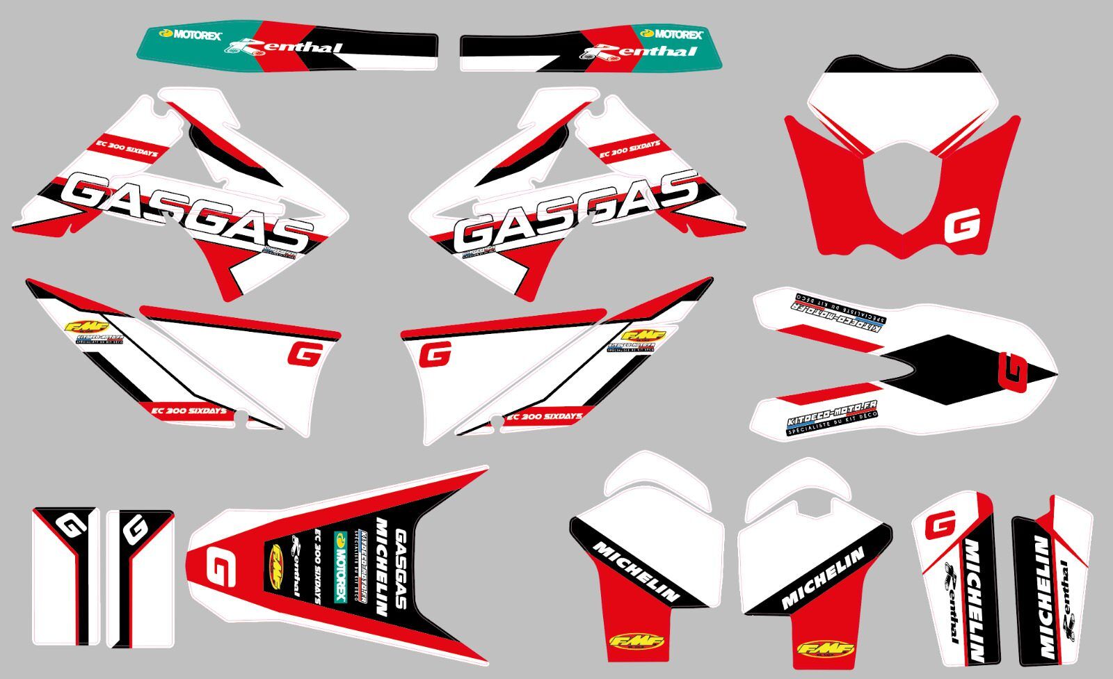 kit deco gasgas ec 2010 2011 white