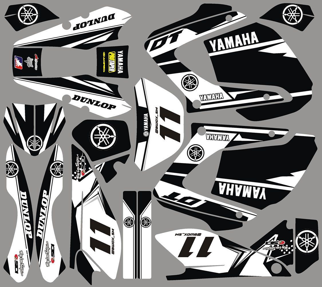 Kit Deco Supermotard Yamaha 125 Dt Dtx Dtr White