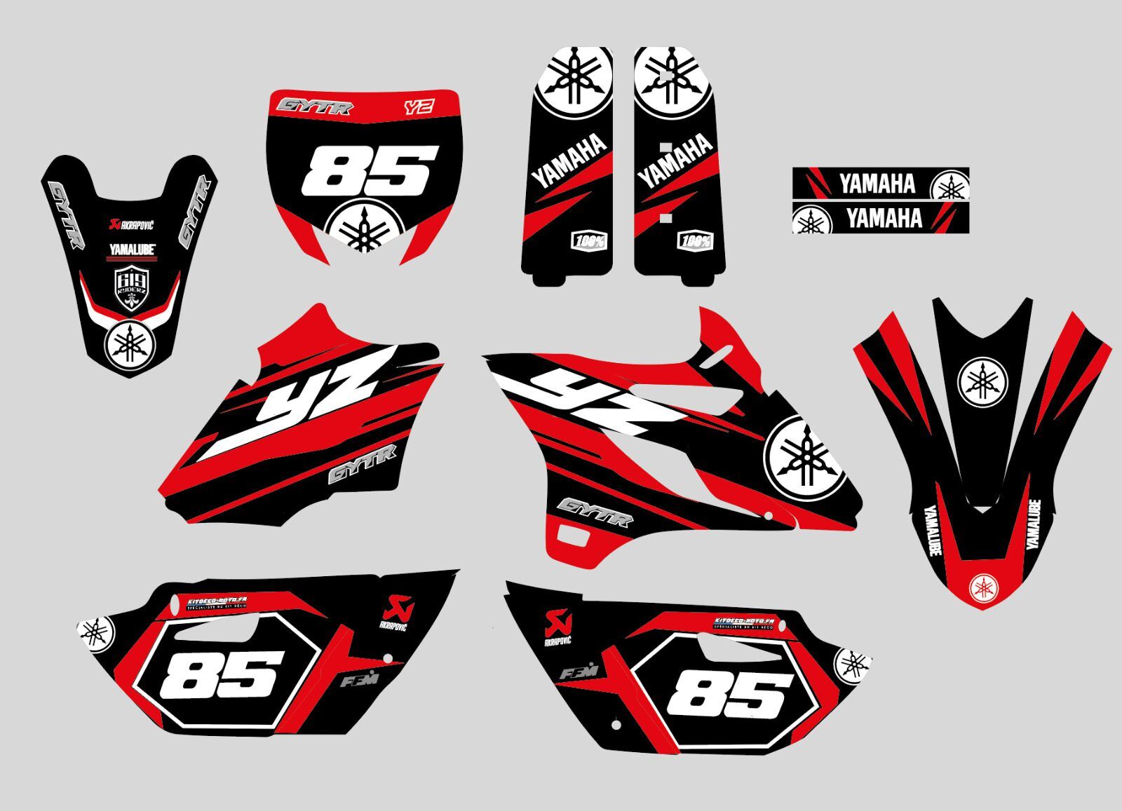 Kit Deco 85 Yz Yzf Black Red