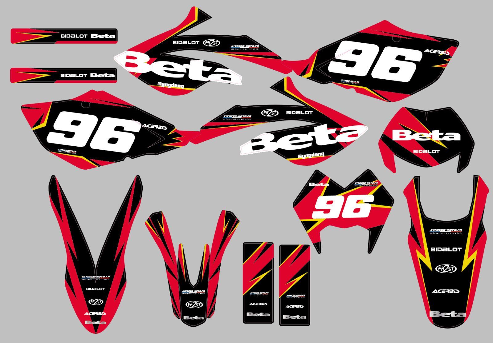 kit deco beta 50cc 2006 2010 red yellow racing
