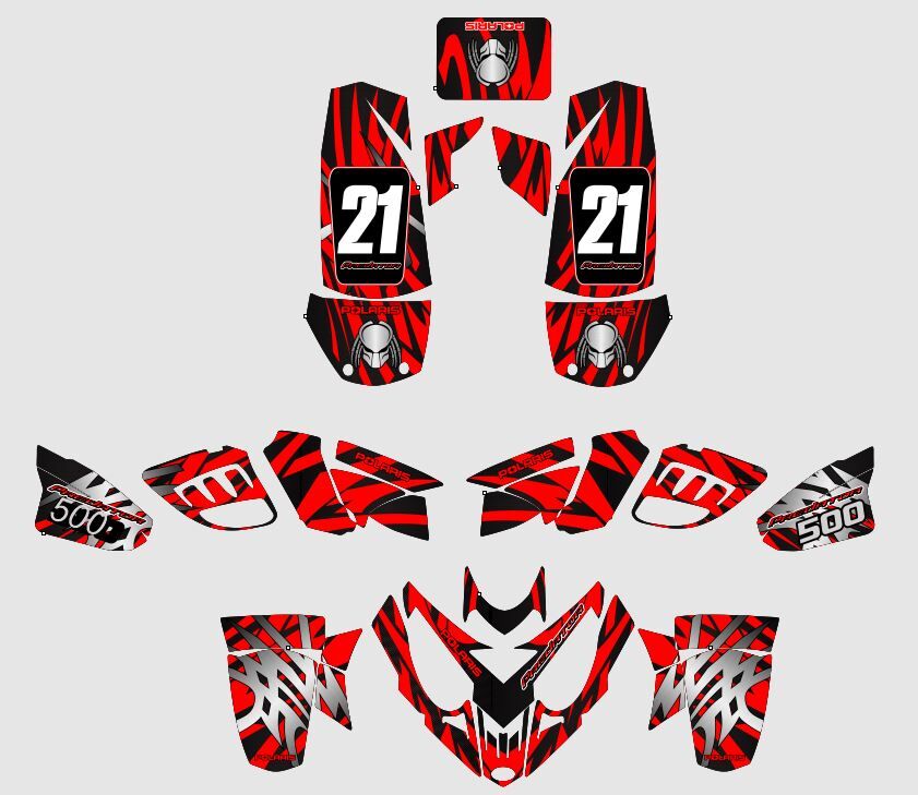 kit deco polaris predator 500 ligne rouge