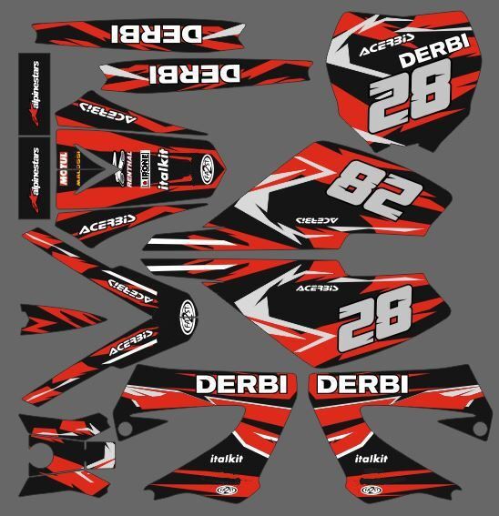 kit déco derbi 50 xtreme xrace racing rouge