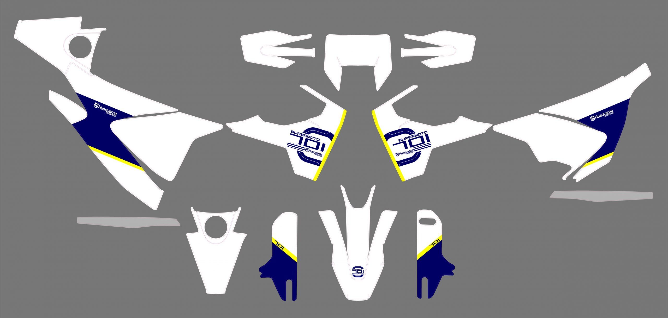 kit deco husqvarna 701 origine blanc maquette