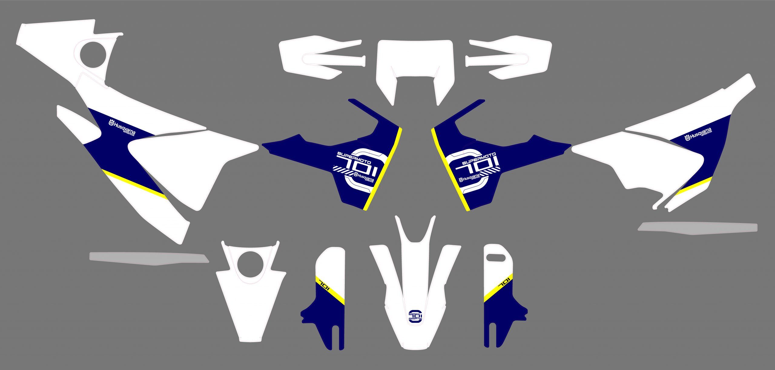 kit deco husqvarna 701 origine bleu maquette