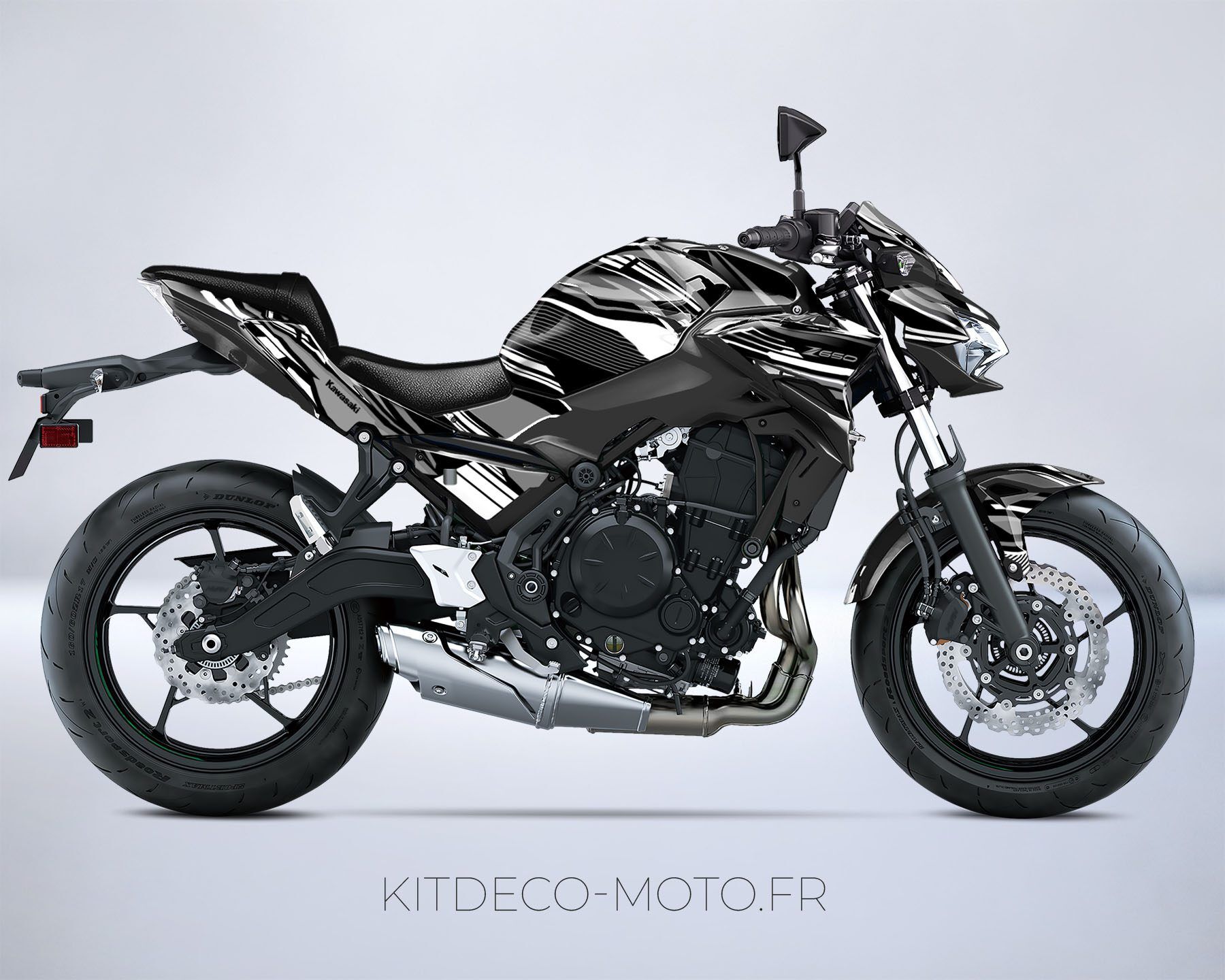 kit deco kawasaki z650 dark blanc