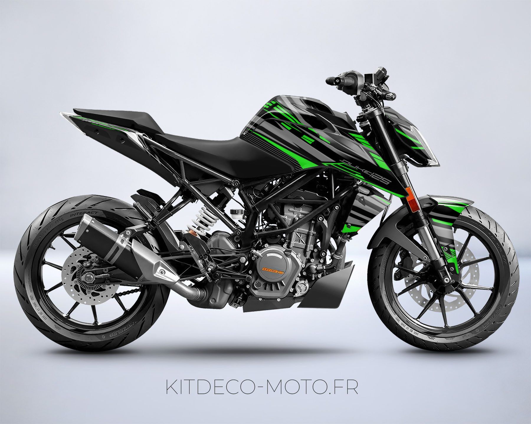 kit deco ktm duke 125 390 dark vert mockup