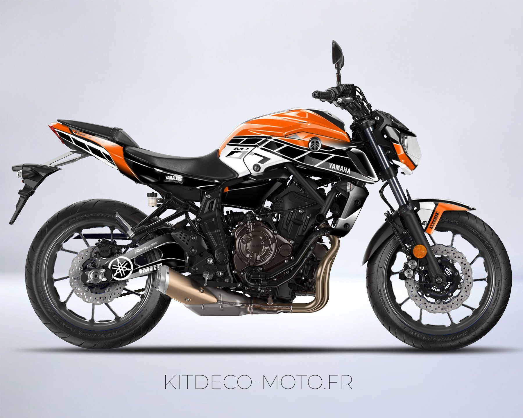 kit deco moto yamaha mt 07 anniversaire orange