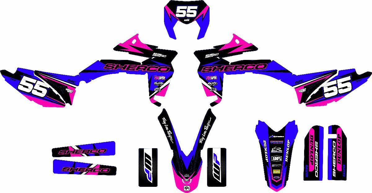 kit deco sherco 50 craft bleu rose maquette