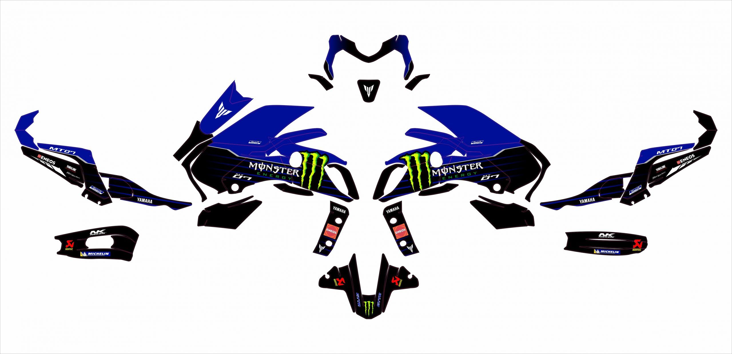 kit deco yamaha mt 07 monster bleu maquette