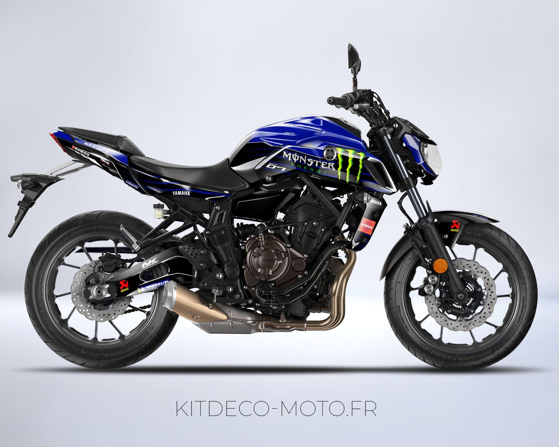 kit deco yamaha mt 07 monster energy bleu