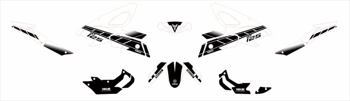 kit deco yamaha mt 125 anniversaire blanc