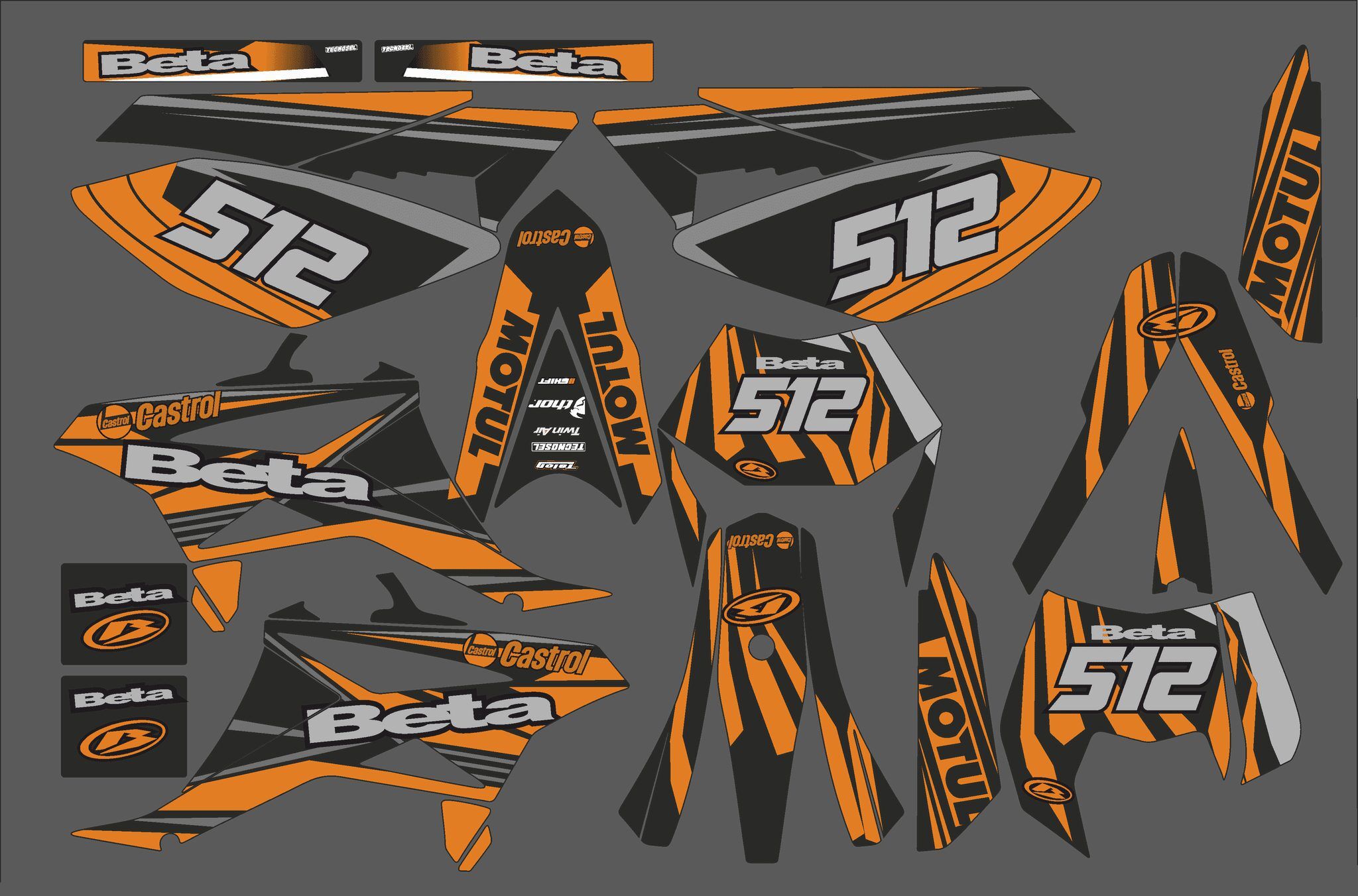 kit déco beta 50 – castrol orange – 2011 2020