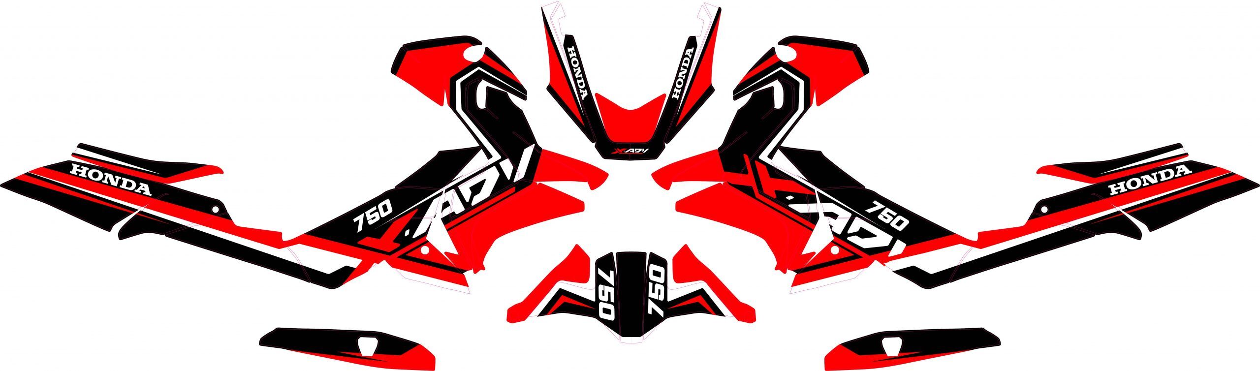 kit déco honda x adv 750 – factory rouge maquette