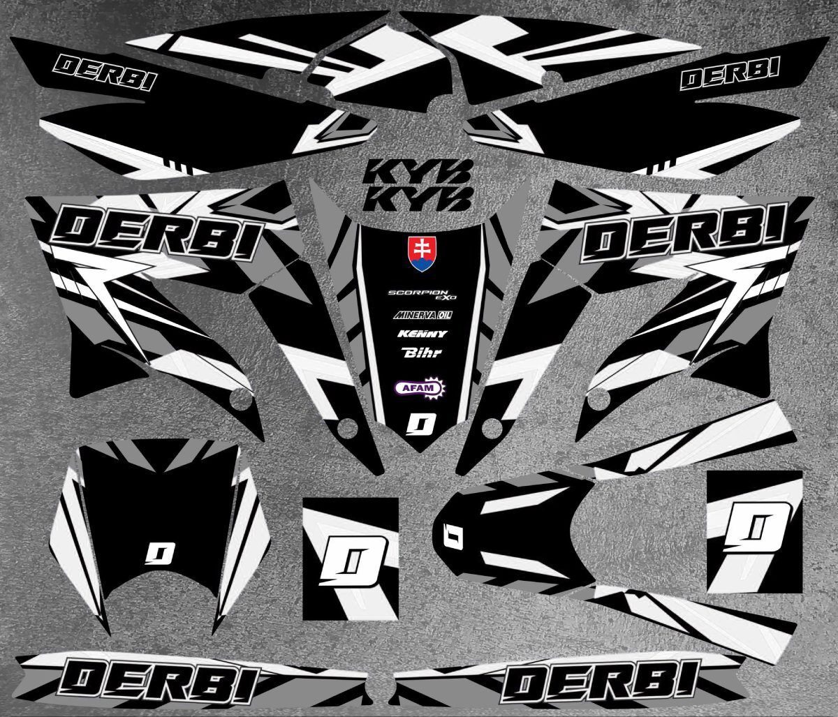 kit déco derbi 50 x treme / racing carem gris