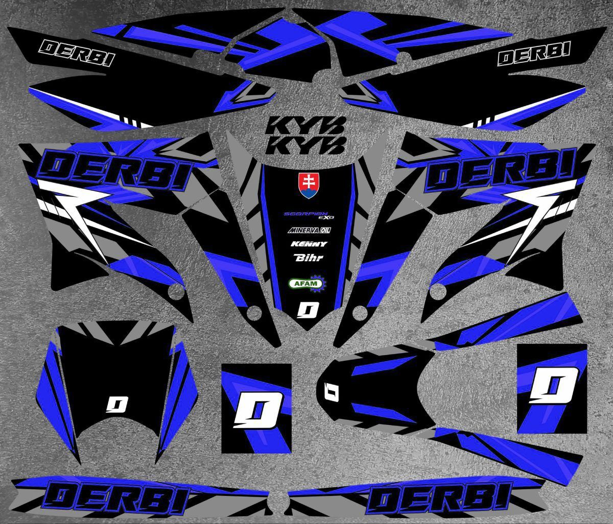 kit déco derbi 50 x treme / racing carem bleu