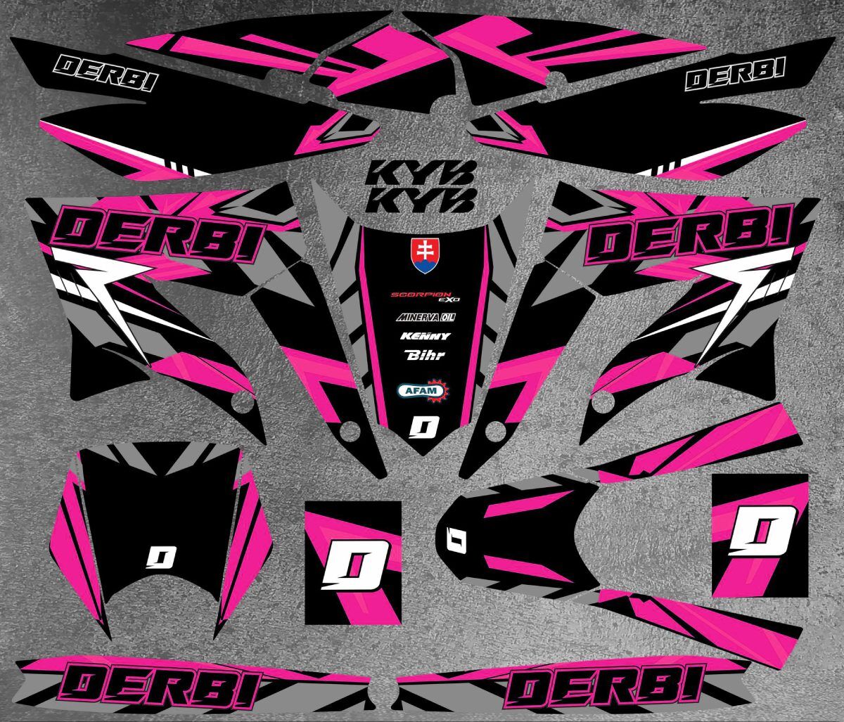 kit déco derbi 50 x treme / racing carem rose