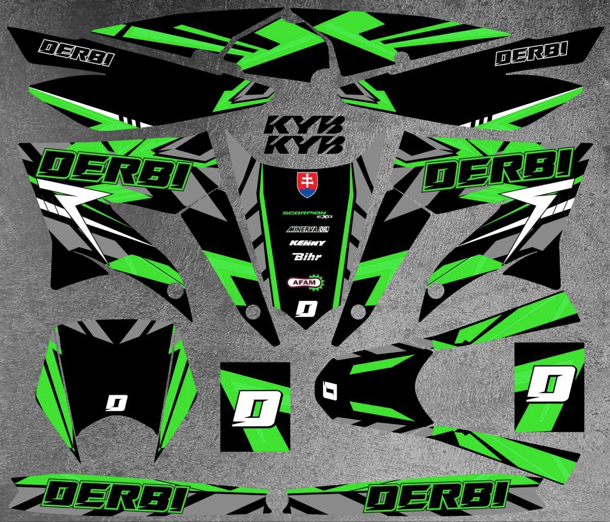 kit déco derbi 50 x treme / racing carem vert