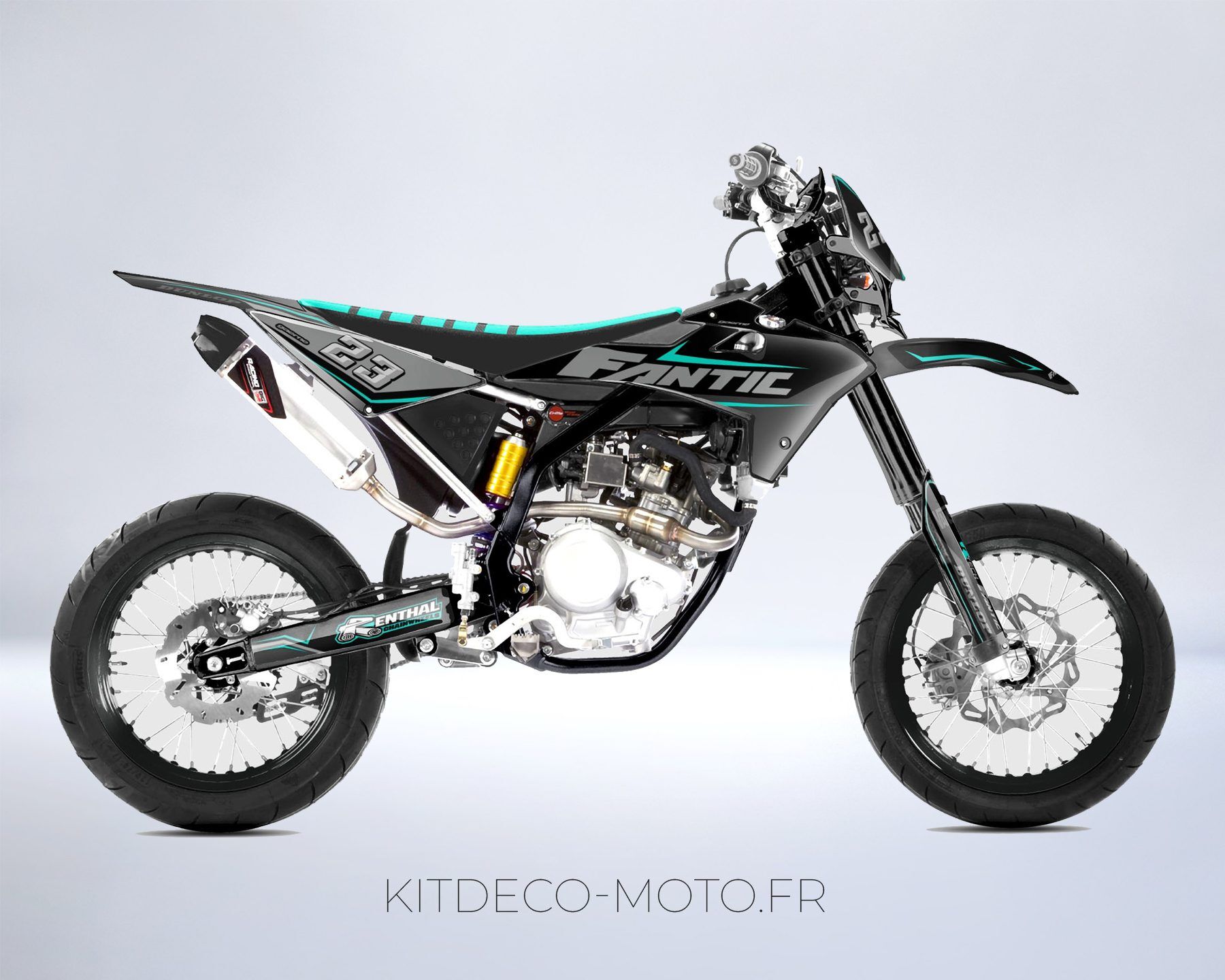 kit déco fantic xmf / xef 125 – ligne cyan