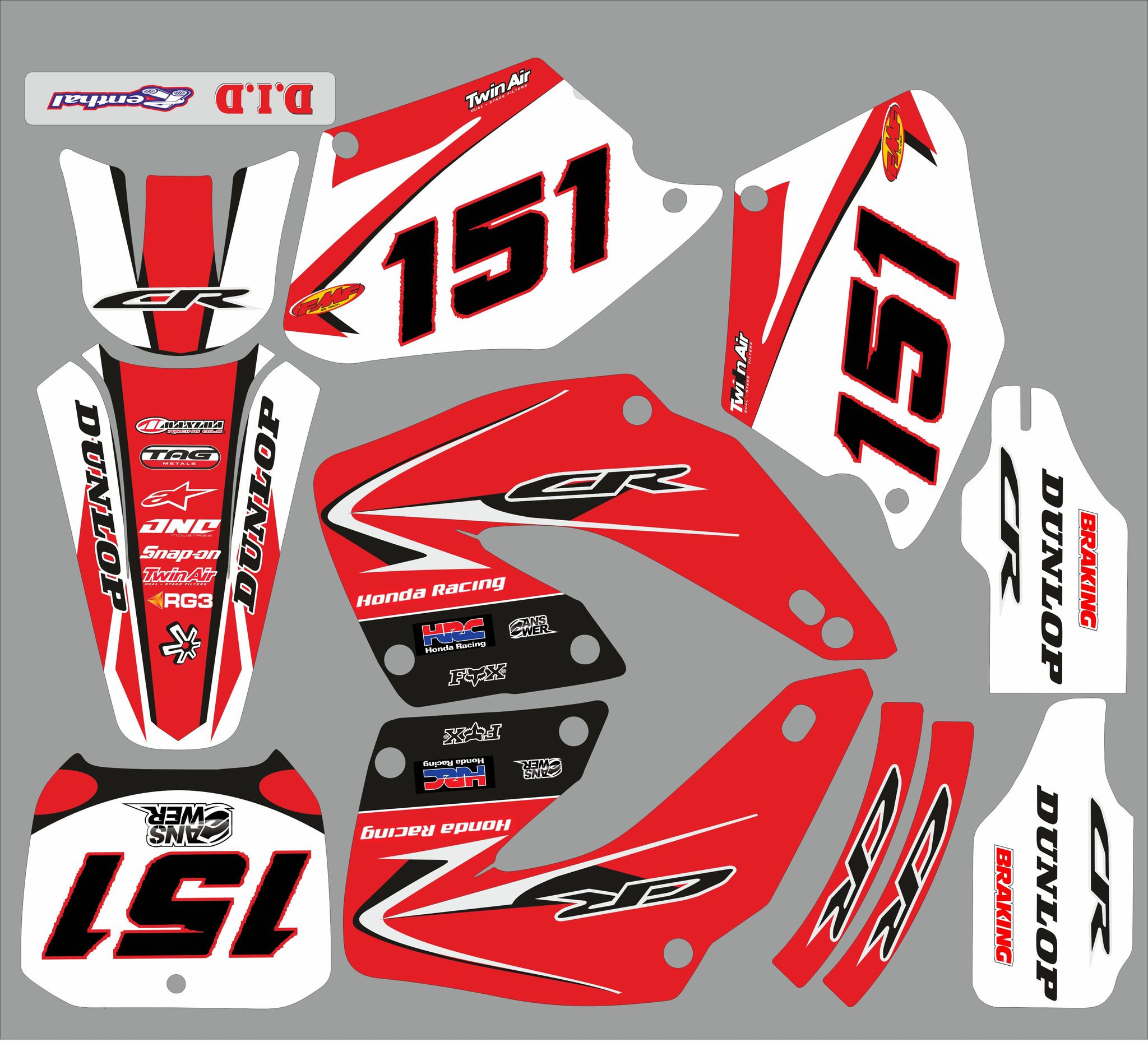 kit déco honda 125 / 250 cr (2000 2001) – type origine