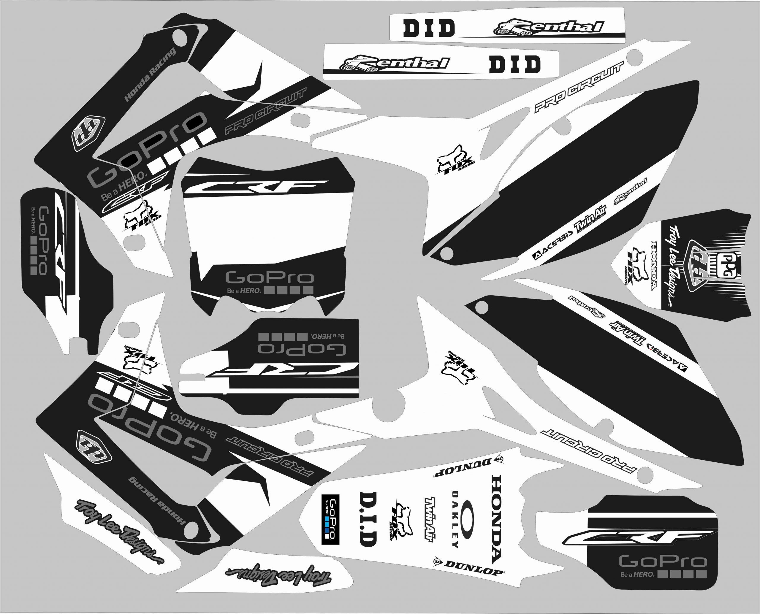 kit déco honda 450 crf (2013 2016) gopro blanc