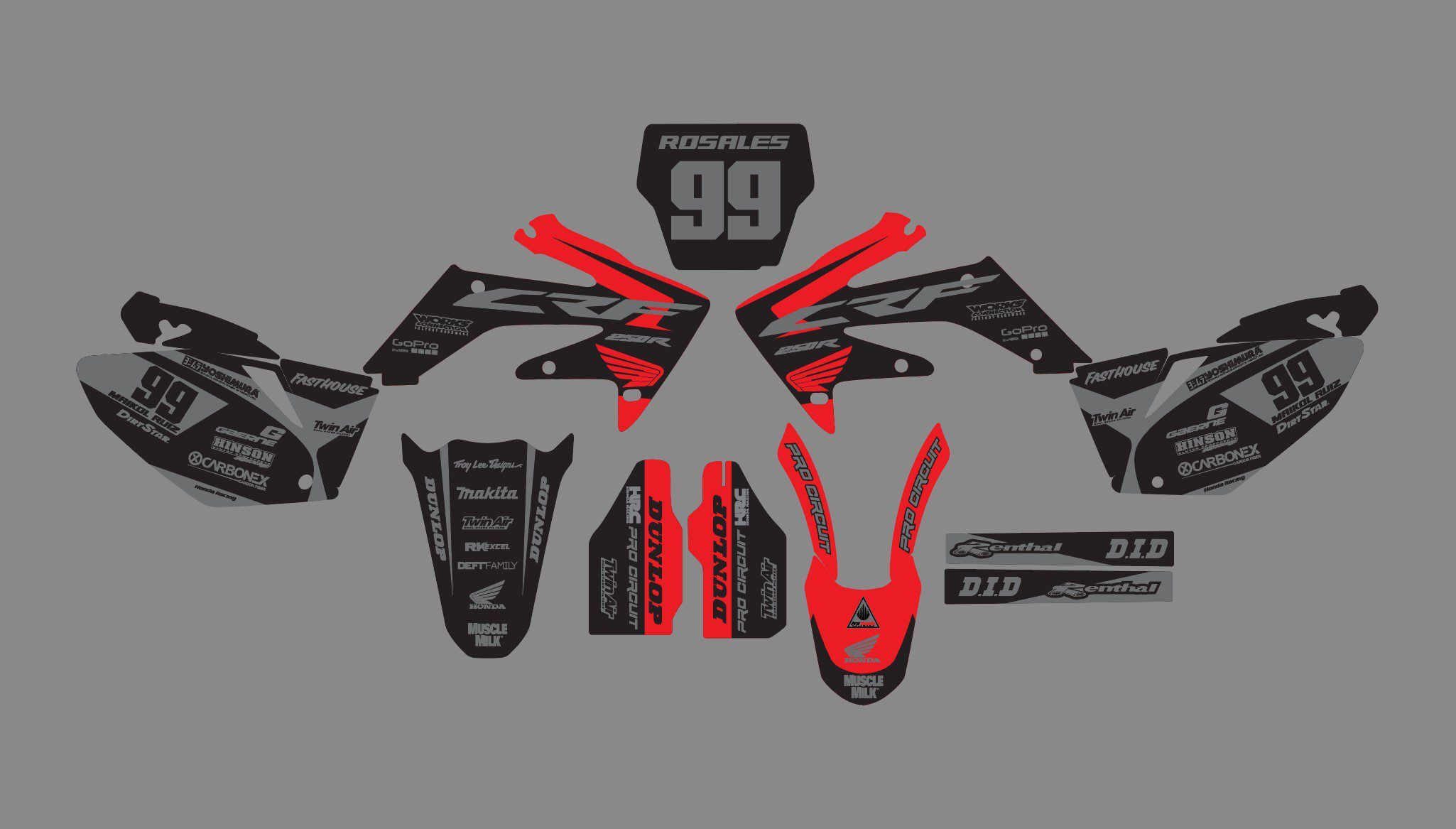 kit déco honda 250 crf (2006 2009) factory noir