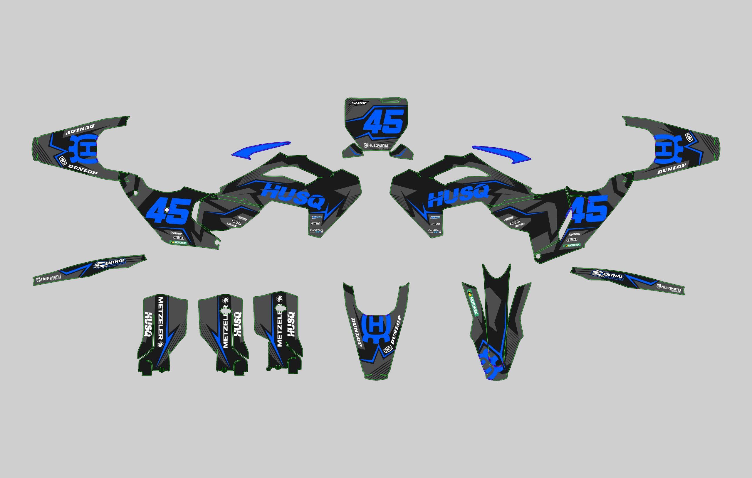 kit déco husqvarna 250 / 450 fc (2023) factory bleu