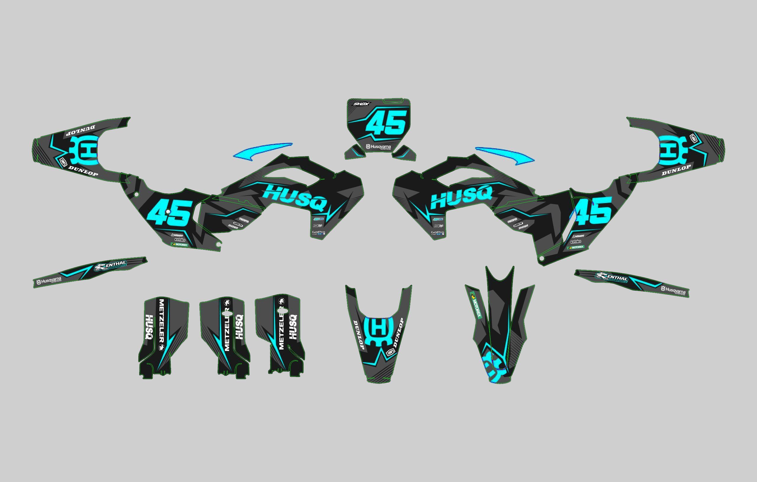 kit déco husqvarna 250 / 450 fc (2023) factory cyan
