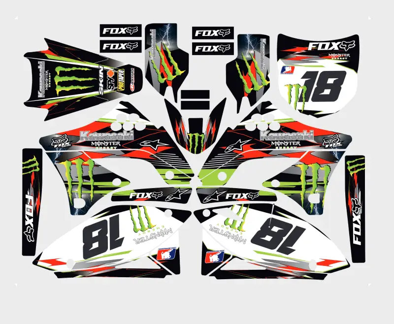 kit déco kawasaki 250 kxf (2009 2012) monster rouge