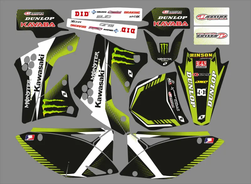 kit déco kawasaki 250 kxf (2009 2012) monster vert