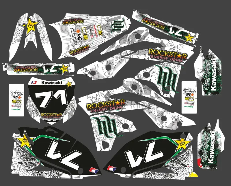 kit déco kawasaki 250 kxf (2013 2016) rockstar blanc