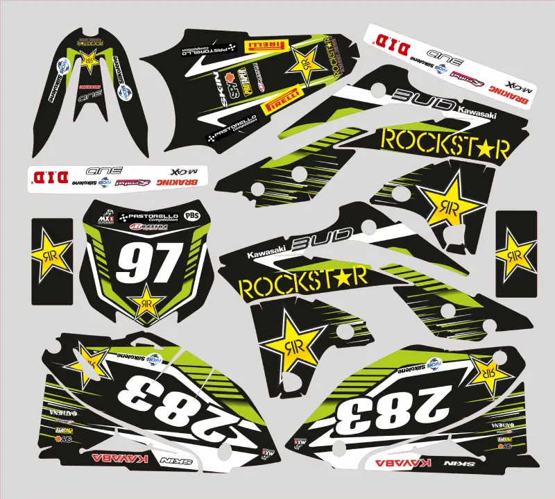 kit déco kawasaki 250 kxf (2013 2016) rockstar vert