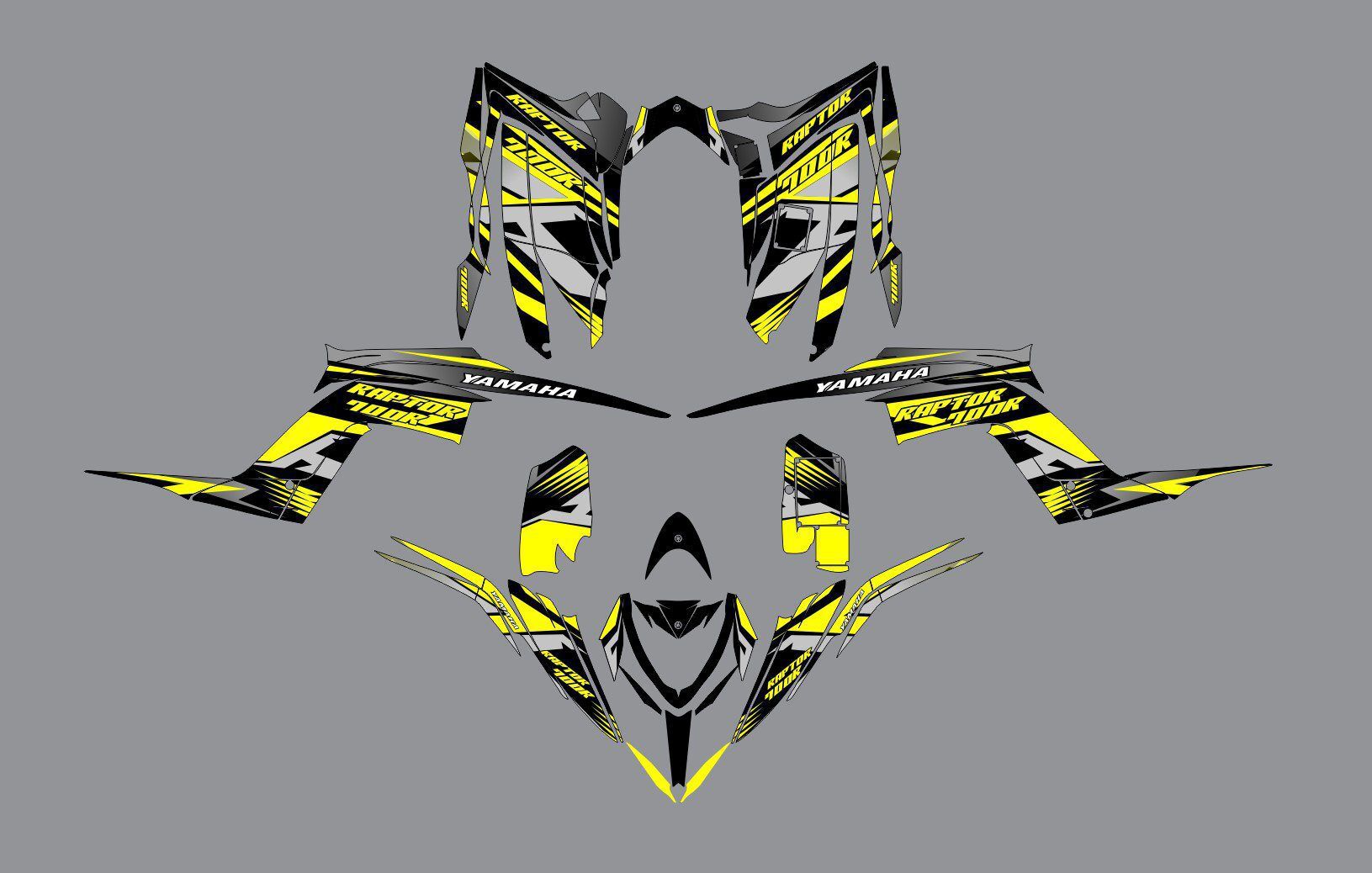 kit déco yamaha yfm 700 raptor ligne jaune