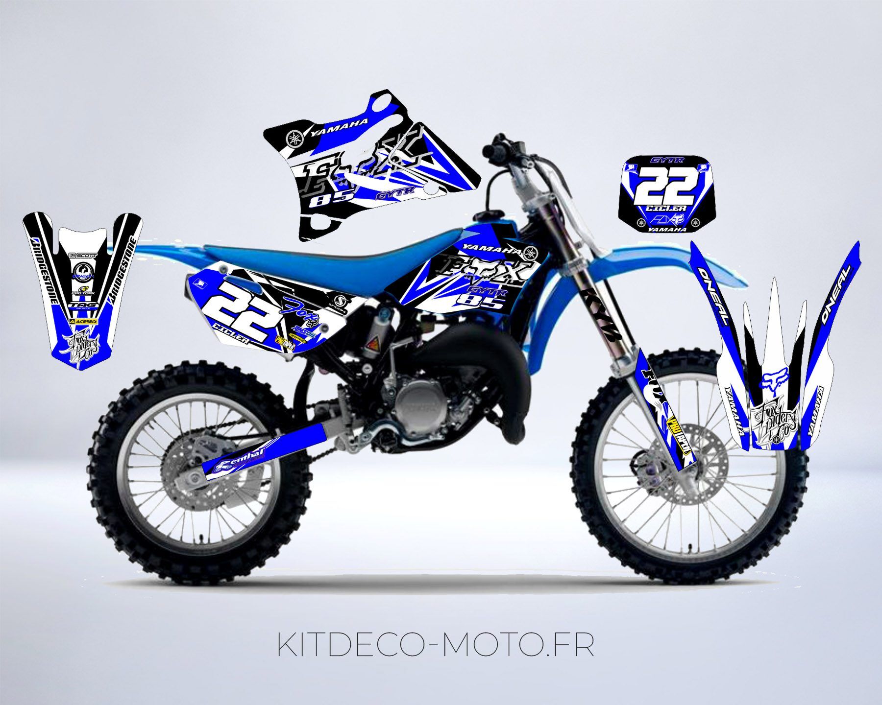 kit déco yamaha 85 yz fox bleu