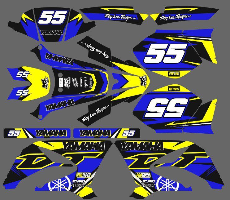 kit déco yamaha dt 50 – craft bleu / jaune