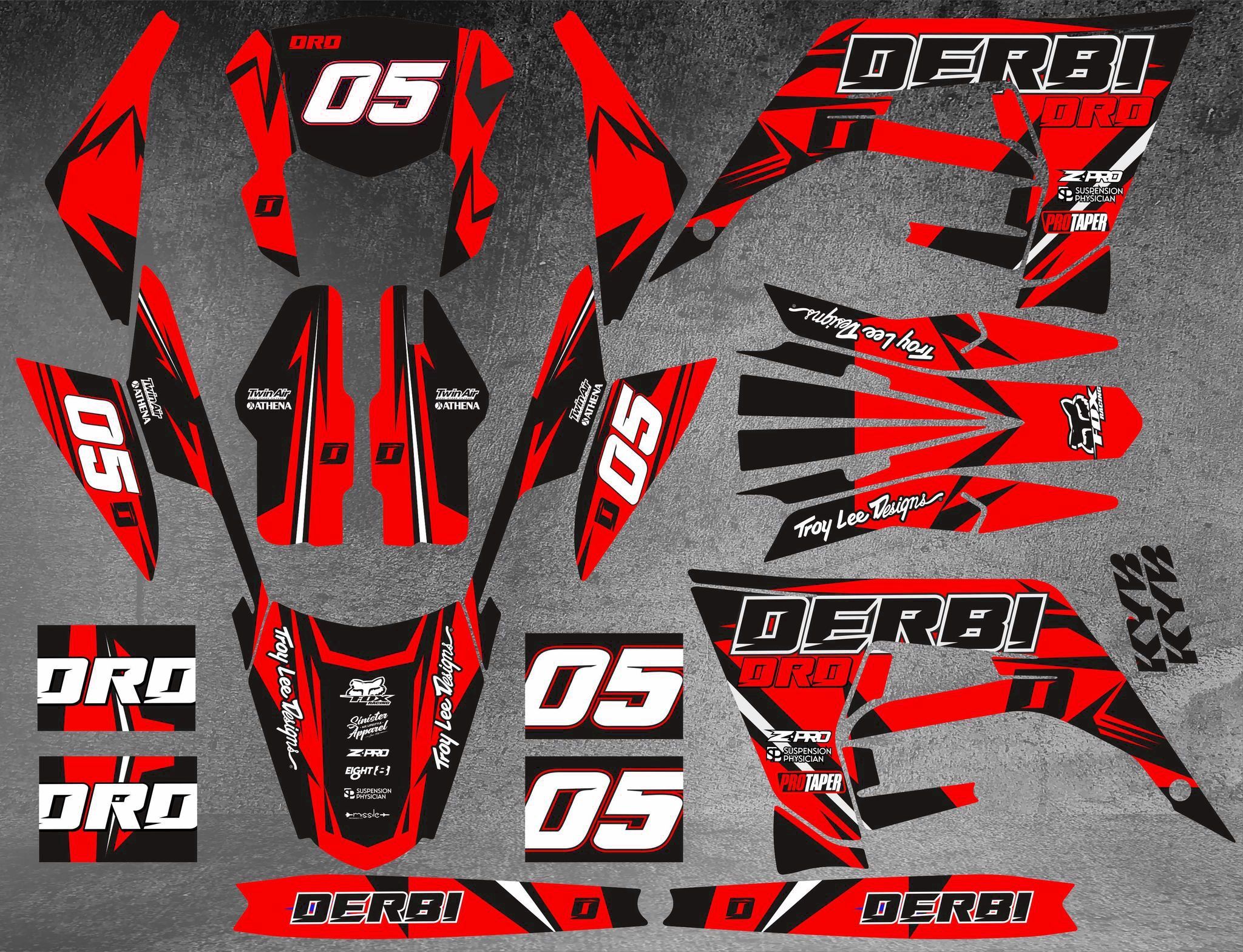 kit déco derbi 50 2018 2021 craft rouge