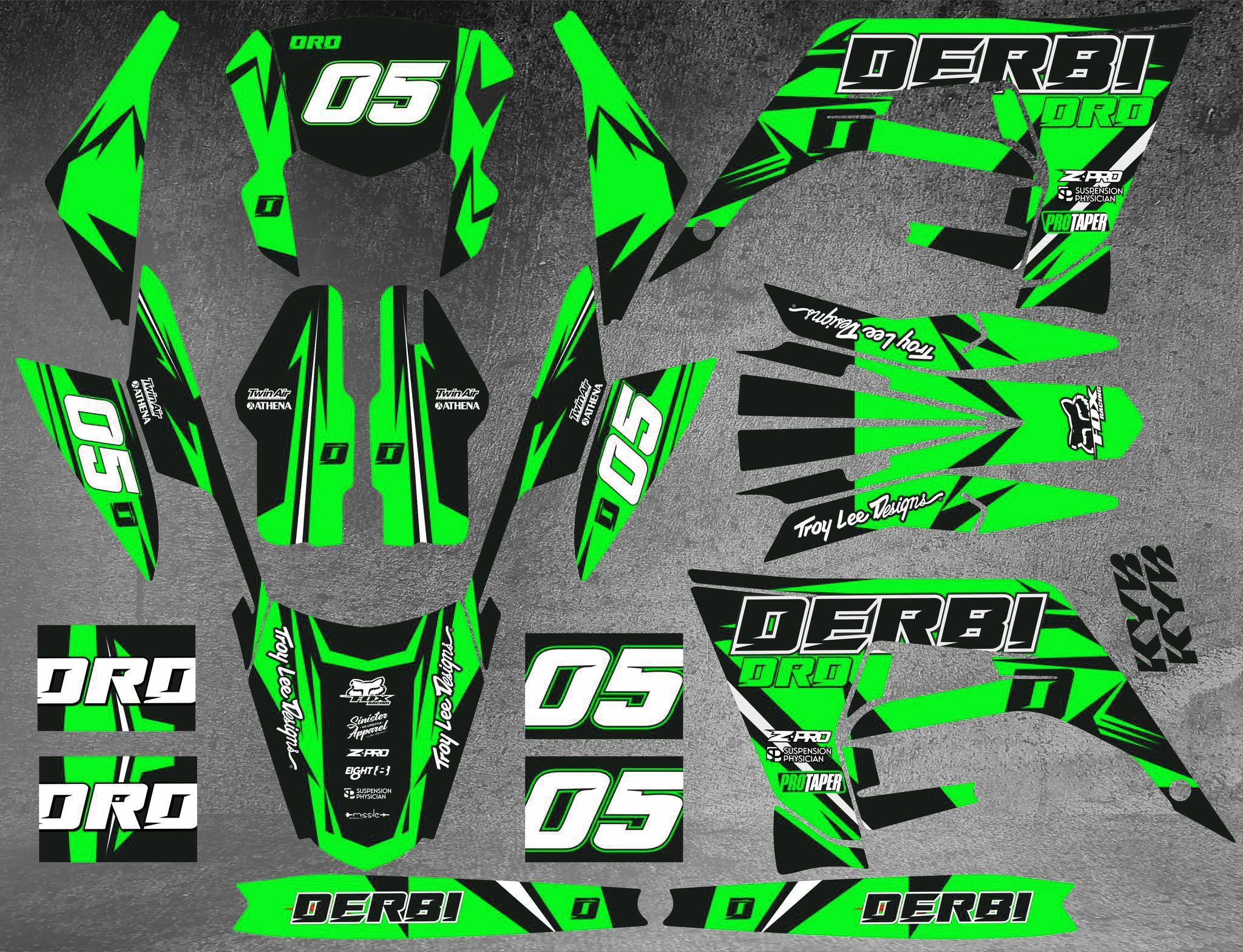kit déco derbi 50 2018 2021 craft vert
