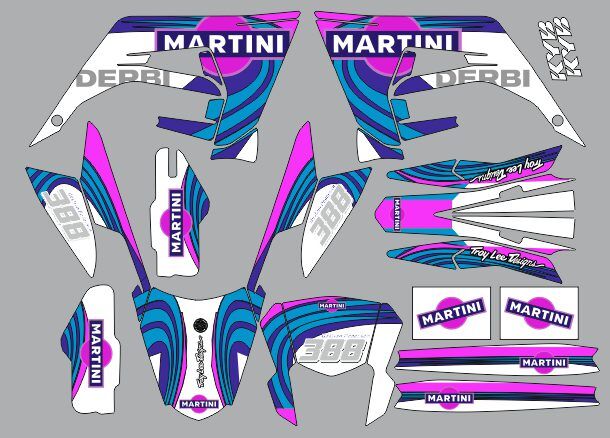 kit déco derbi 50 2018 2021 martini bleu / rose