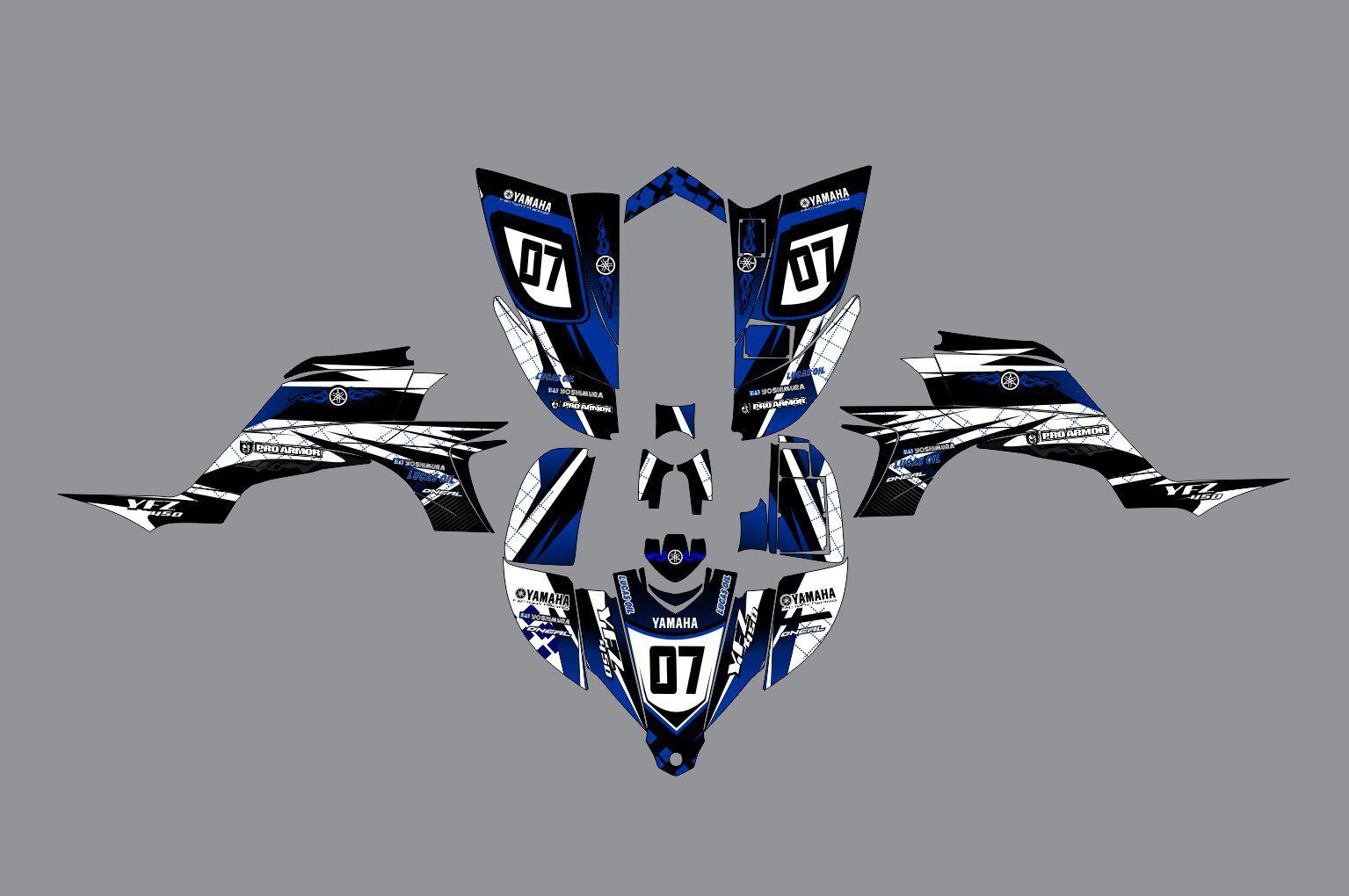kit déco yamaha yfm 450 yfz factory racing bleu