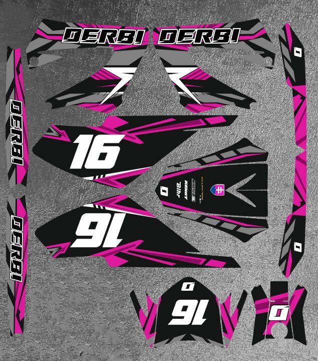 kit déco derbi 50 xtreme xrace carem rose