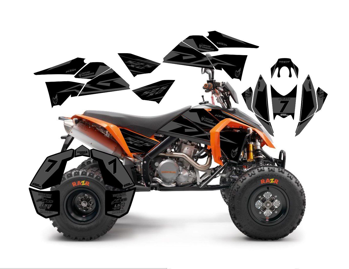 kit déco ktm 450 / 525 xc atv factory gris