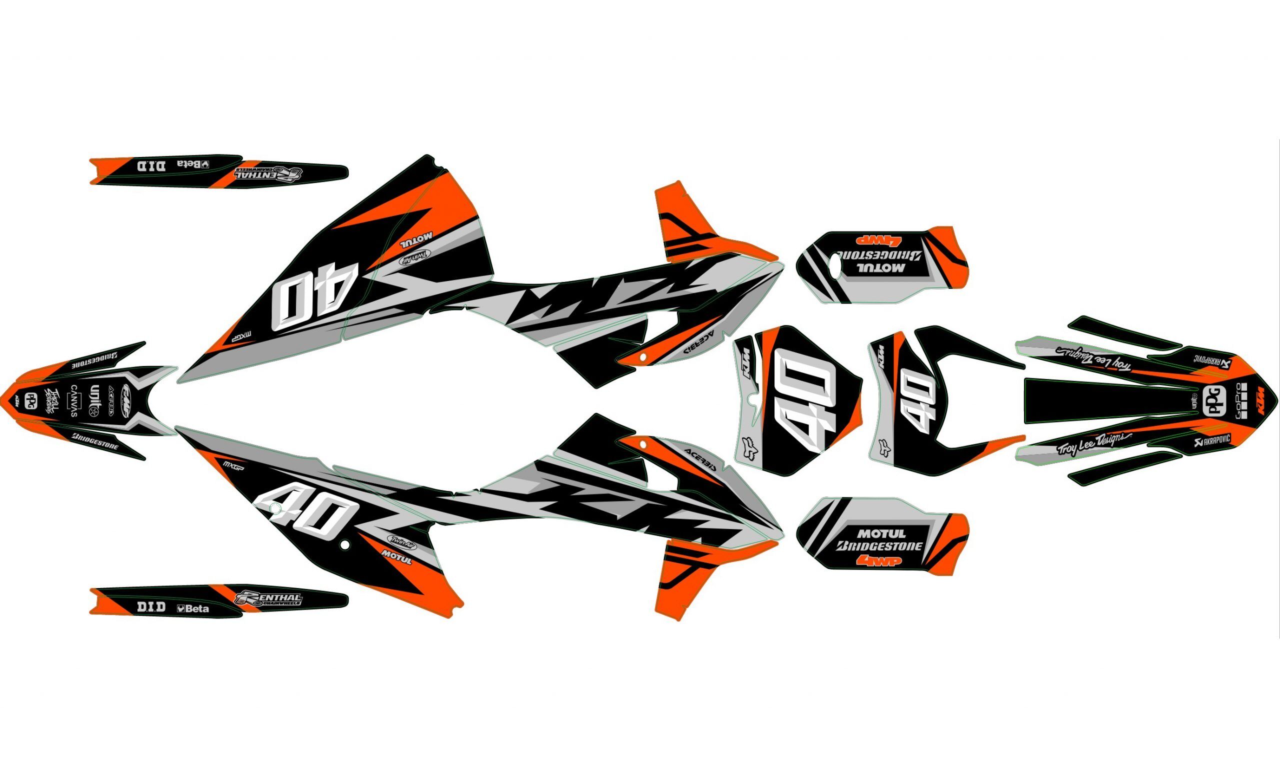kit déco ktm exc / exc f (2020 2023) racing gris